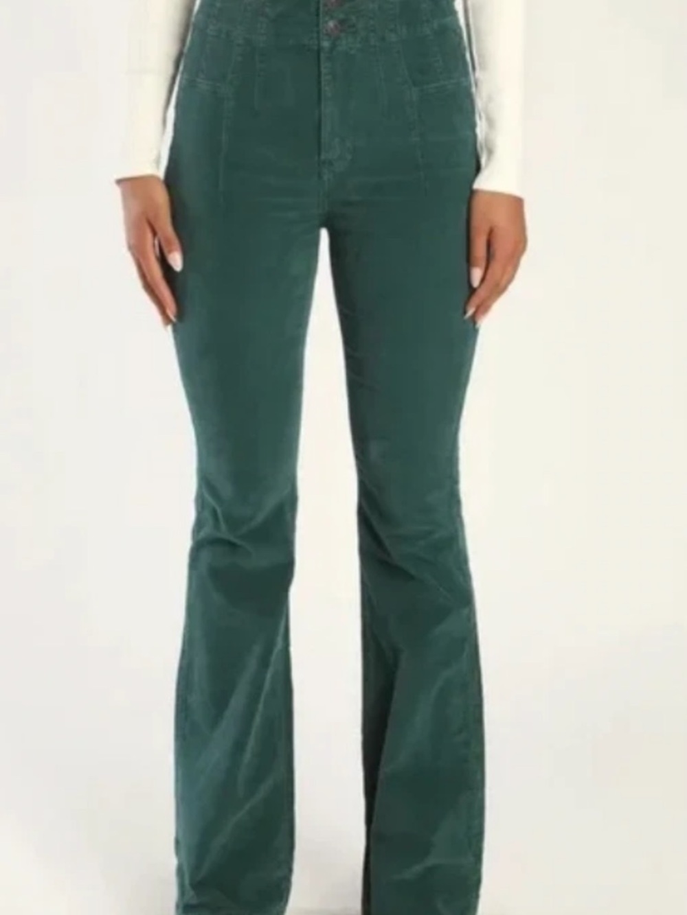 We The Free Dark Green Corduroy Jayde High-Rise Flare Bell Bottom Boho